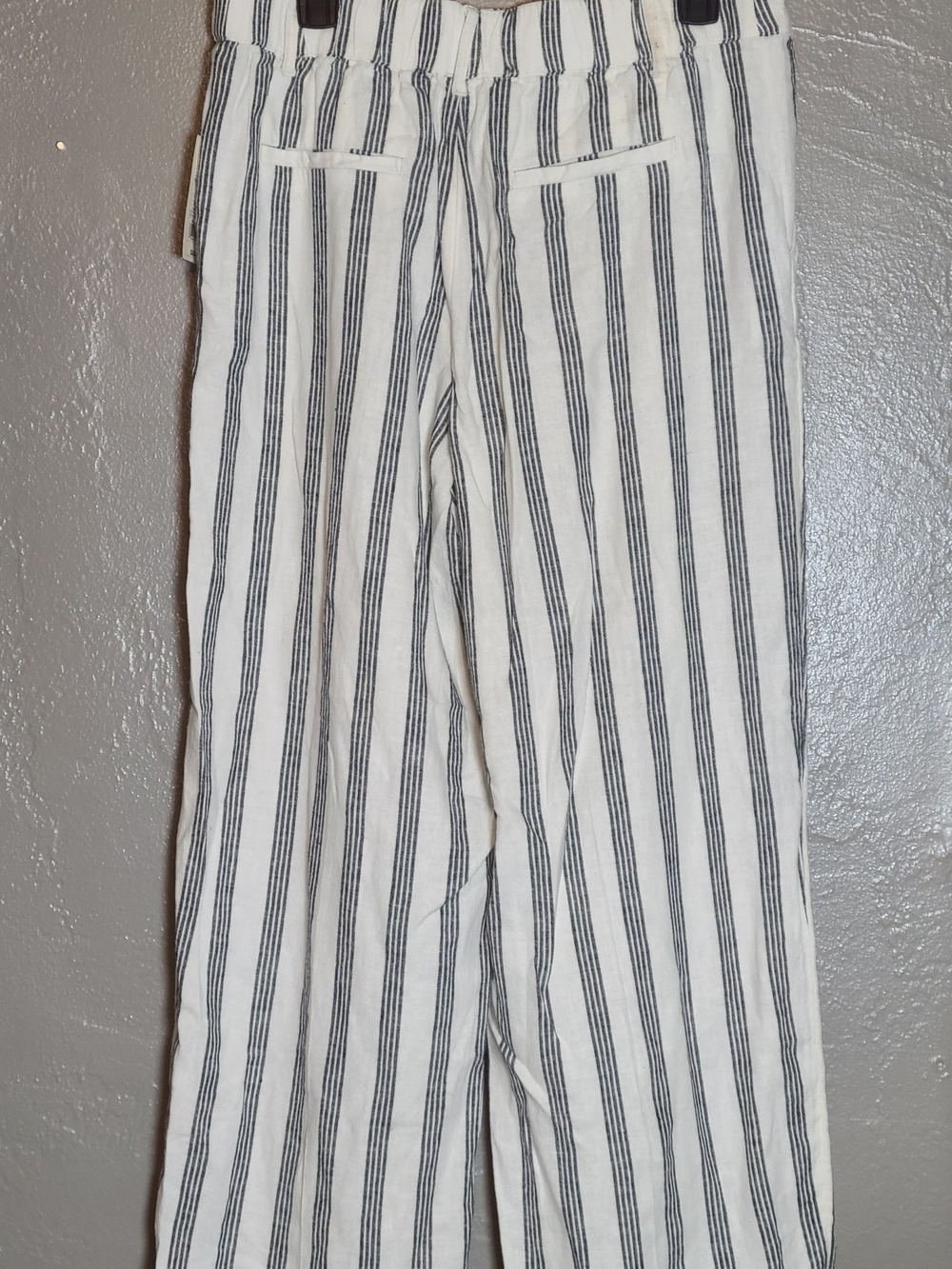 a new day Womens Classic Linen Blend Cream & Gray Striped  Wide Leg Pants 10R - Picture 3 of 11